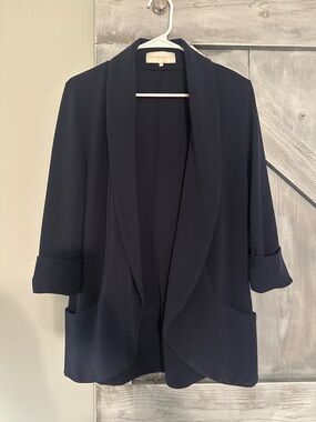 Modern Open-Front Navy Blazer Jacket